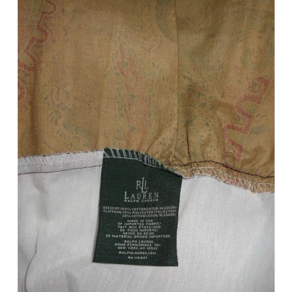 RALPH LAUREN RUE DES ARTISTES PAISLEY QUEEN BED SKIRT SPLIT CORNERS New - Picture 4 of 5